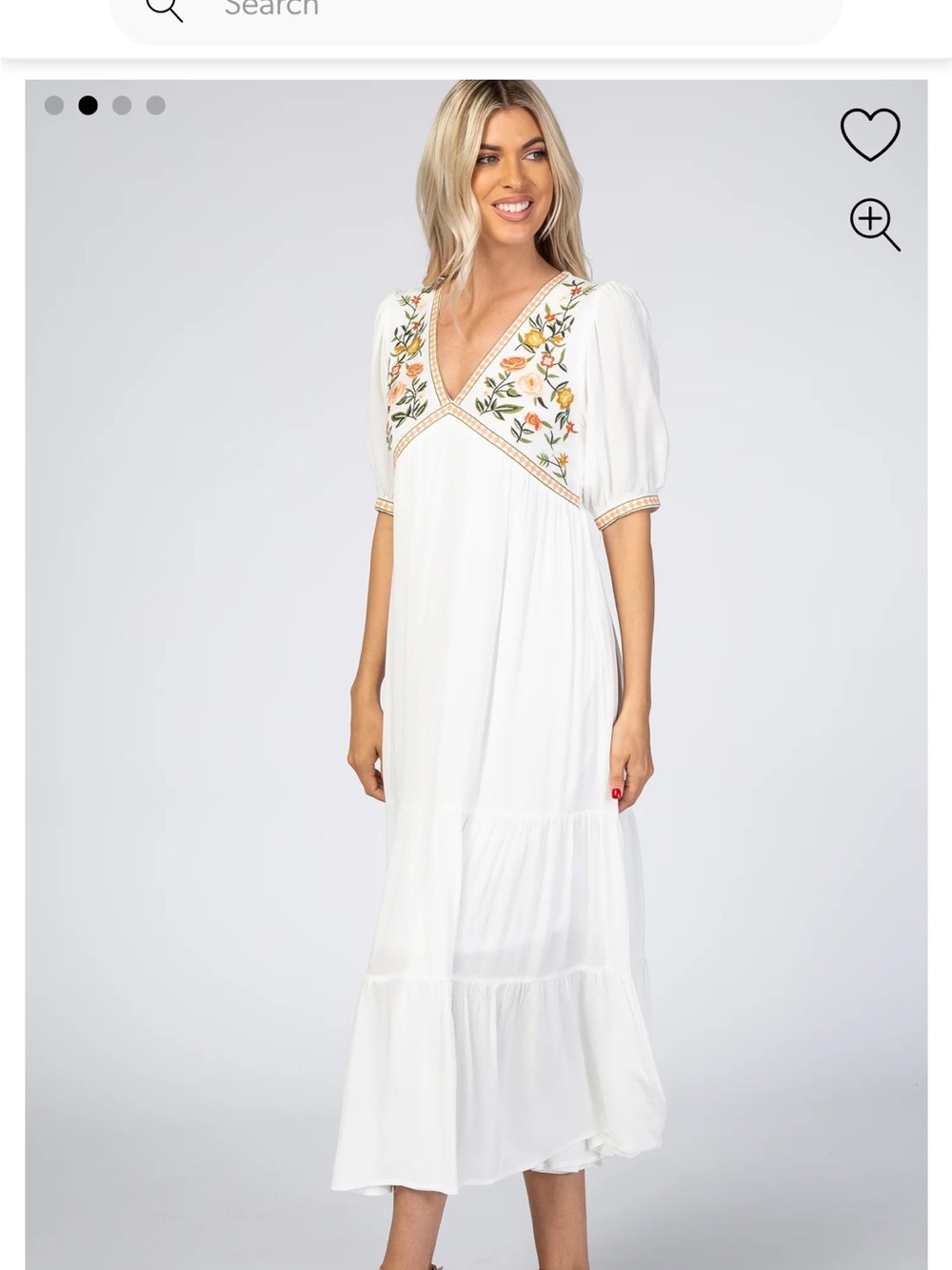Pinkblush Ivory Floral Embroidered Midi Maternity Dress